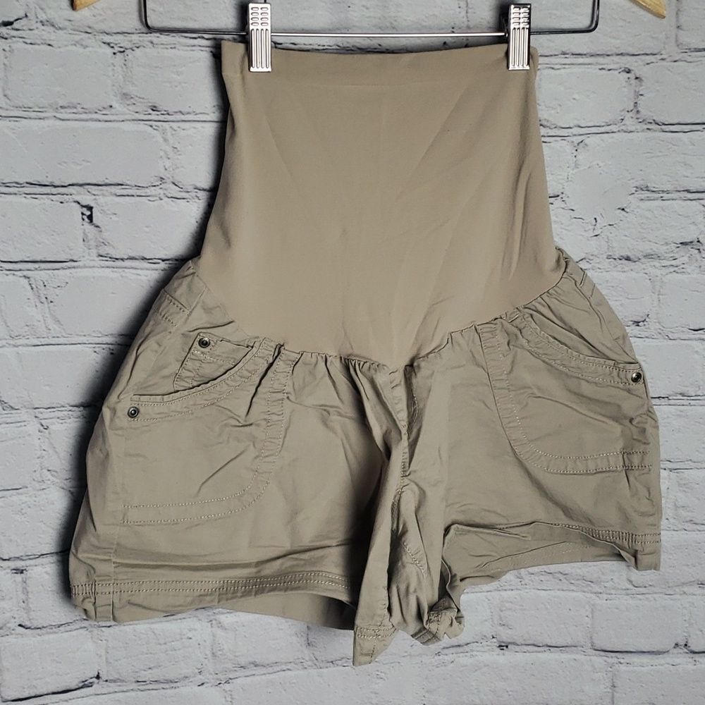 Motherhood Maternity Tan High-Waist Maternity Shorts